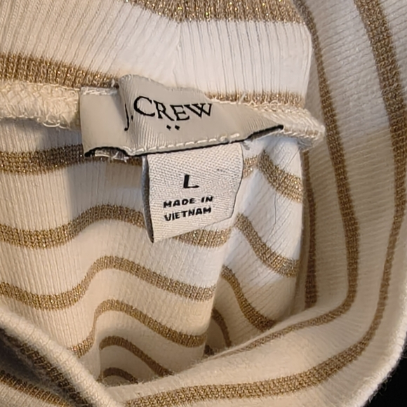 J.crew white & gold Turtle neck top Long Sleeve size large - Picture 6 of 9